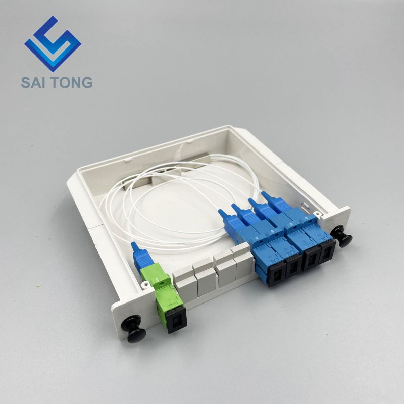 1:4 SC/UPC Rack Mount Plc Splitter Cutie ABS Conectori SC UPC Tip casetă Splitter fibră optică 1X4