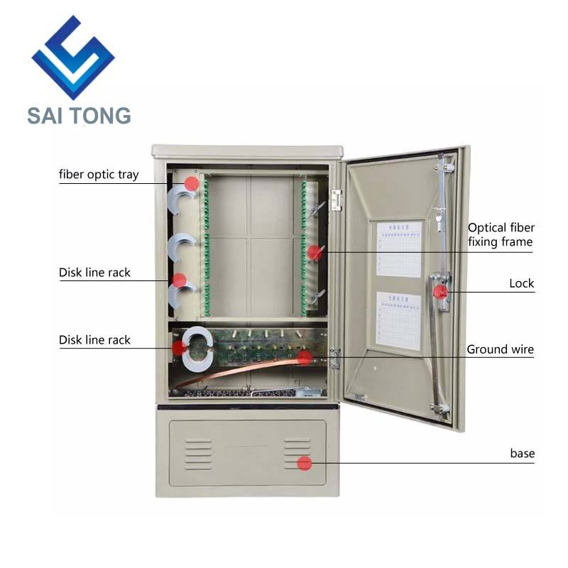 SaiTong FTTH 144 Core dulapuri de conexiune încrucișată pentru echipamente de telecomunicații SMC în aer liber impermeabil IP55 144 dulapuri cu fibră optică ODF