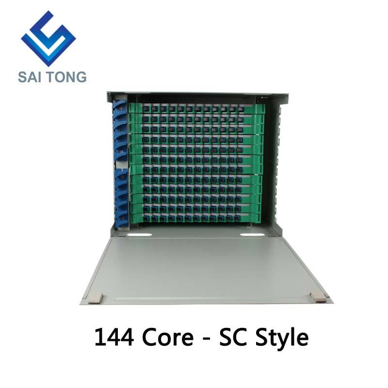 2022 SaiTong FTTH 19 inch Rack Mount 144 Port Cabinet SC/FC ODF 12U 144 core Cadru de distribuție din fibră optică Opțional încărcare completă