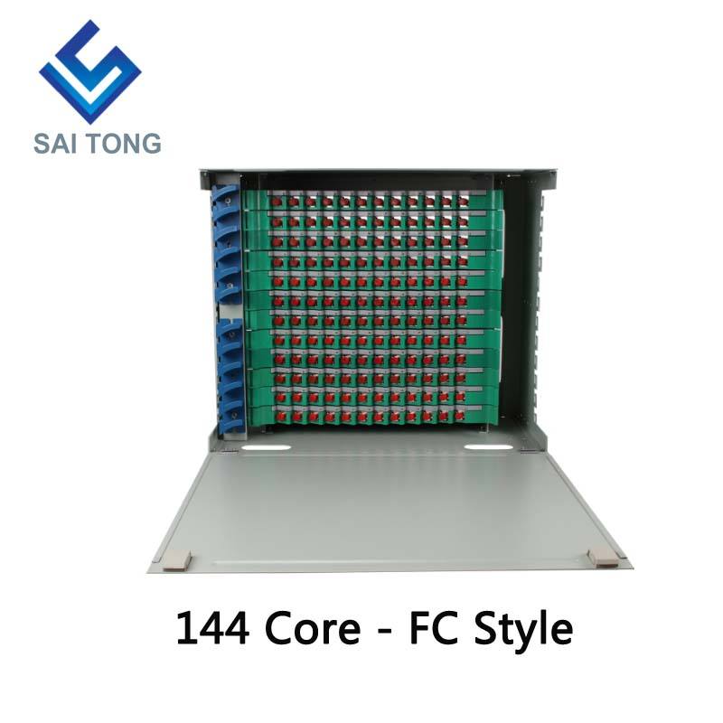 2022 SaiTong FTTH 19 inch Rack Mount 144 Port Cabinet SC/FC ODF 12U 144 core Cadru de distribuție din fibră optică Opțional încărcare completă