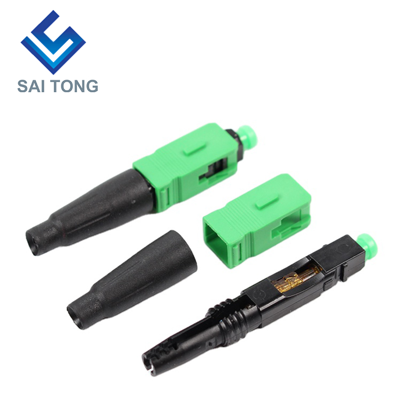 Fibră FTTH Saitong Optic Conector rapid sc apc culoare verde cablu fibră conector rapid Conector rapid Asamblare pe teren Monomod